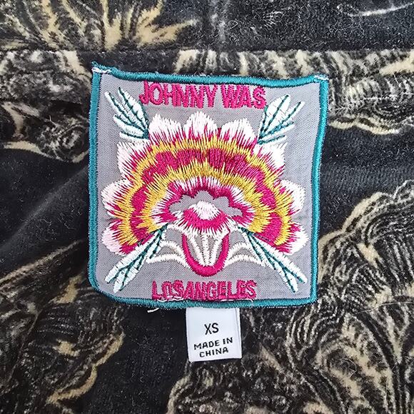 Johnny Was Hoodie Sweater Women XS Black Velour Butterfly Full Zip Bohemian Boho - Picture 3 of 12